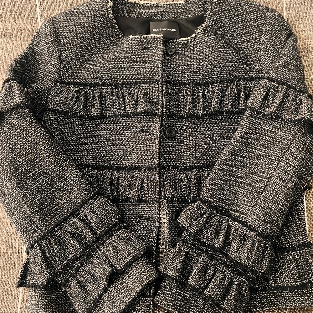 Club Monaco Black and White Tweed Jacket